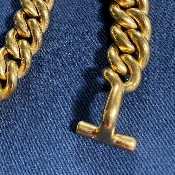 Ralph Lauren Collection * Brass Curb Link ID Tag Triple Wrap Necklace/Bracelet - Picture 6 of 16